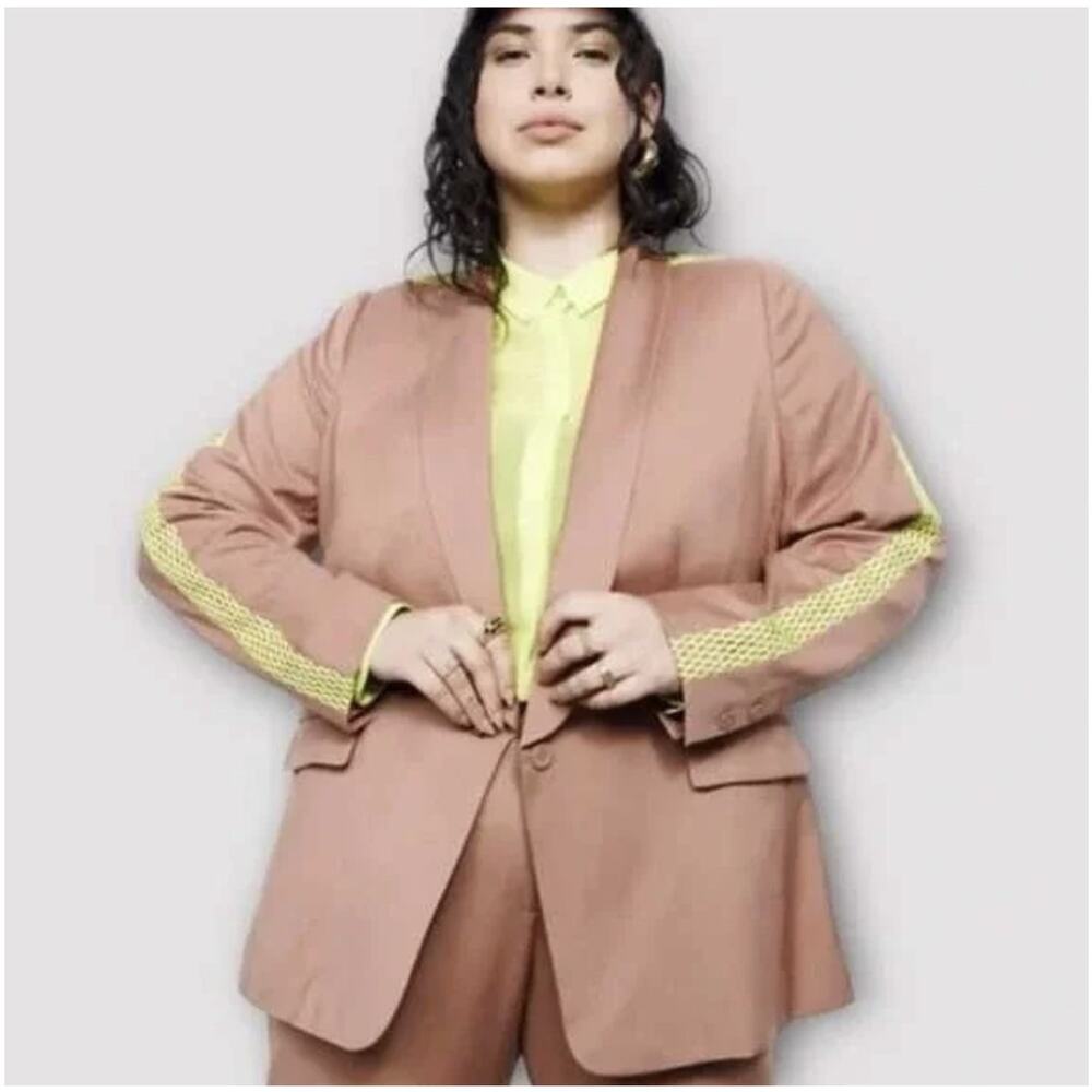 NEW Wildfang The Empower Colorblock Tux Blazer Rose Brown Neon Green Small NWT